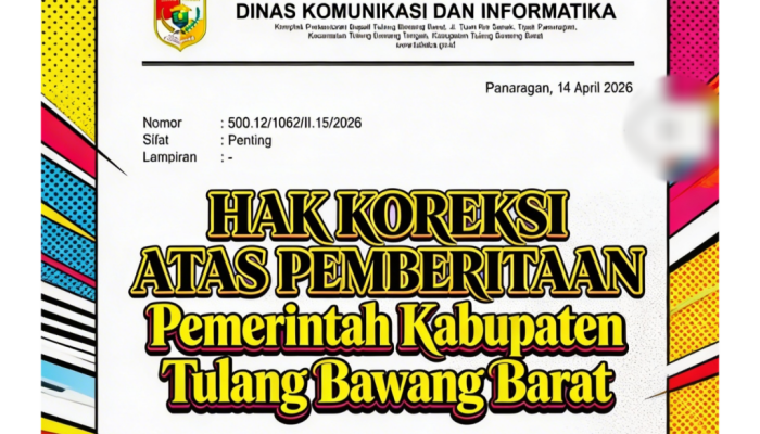 Hak Koreksi Pemkab Tubaba atas Pemberitaan Infosos.id 10 April 2026
