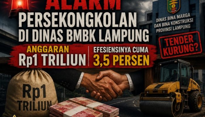 Anggaran Rp1 Triliun Efisiensi Hanya 3,5 Persen, ‘Alarm’ Keras Persekongkolan di Dinas BMBK Lampung