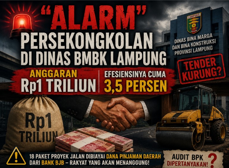 Anggaran Rp1 Triliun Efisiensi Hanya 3,5 Persen, 'Alarm' Keras Persekongkolan di Dinas BMBK Lampung
