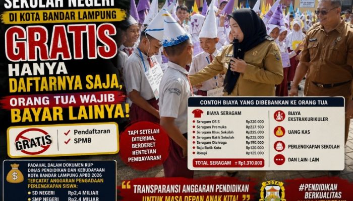 Sekolah Negeri di Kota Bandar Lampung Gratis Hanya Daftarnya Saja, Orang Tua Wajib Bayar Lainnya