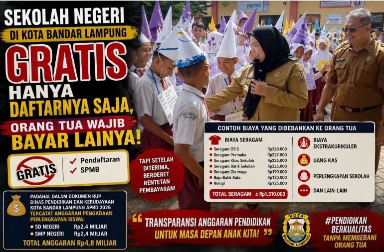 Sekolah Negeri di Kota Bandar Lampung Gratis Hanya Daftarnya Saja, Orang Tua Wajib Bayar Lainnya