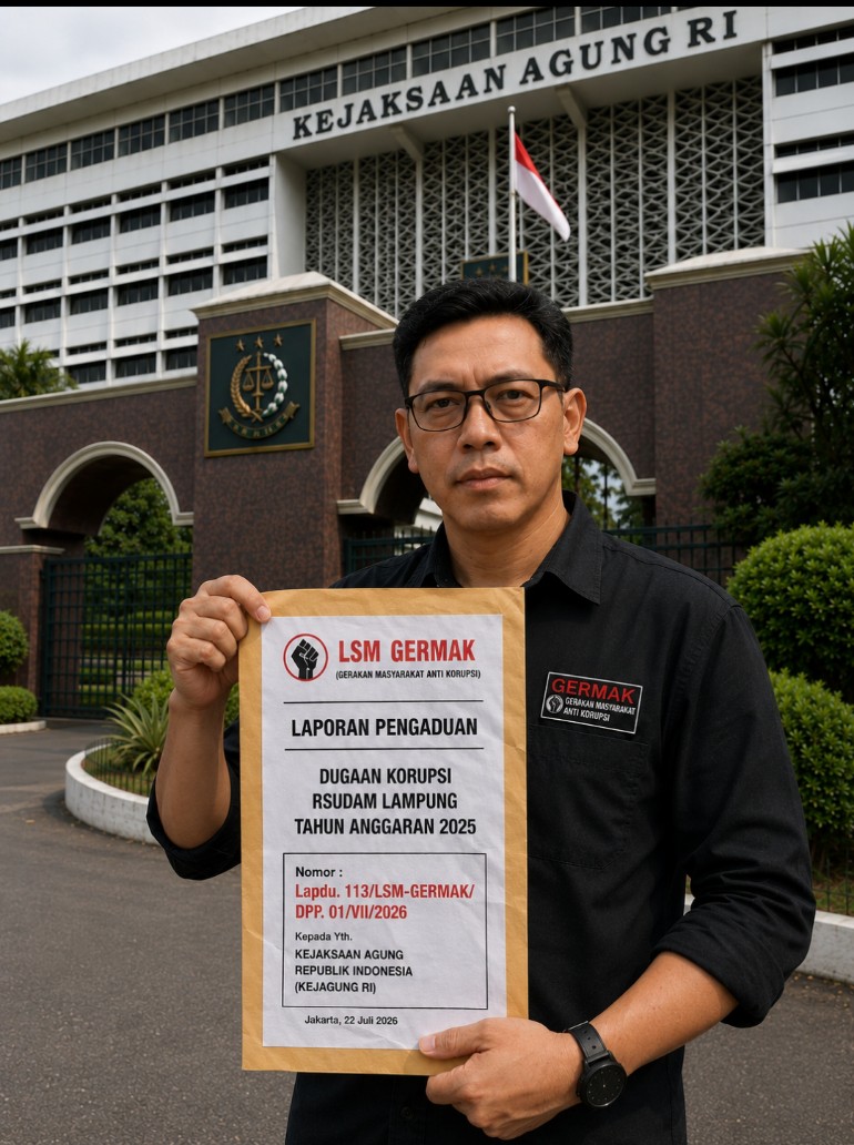 Dugaan Korupsi di RSUDAM Lampung Tembus Rp2 Miliar Lebih, LSM GERMAK Resmi Laporkan Temuan BPK ke Kejaksaan Agung RI